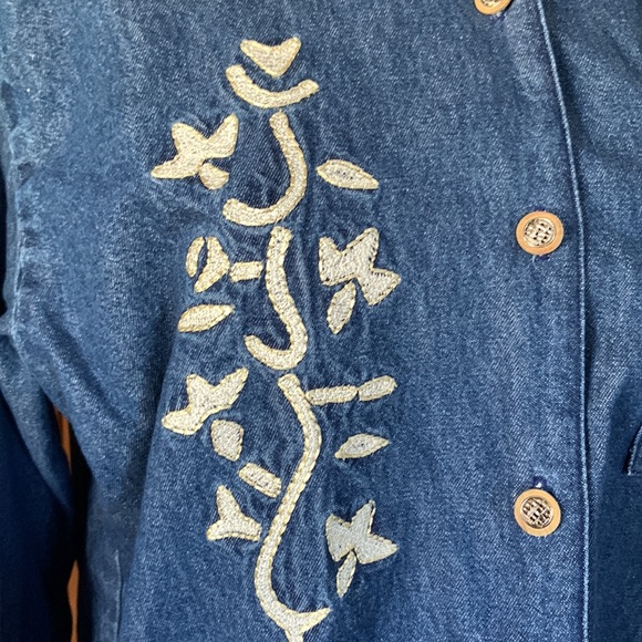 ST GERMAIN PARIS MADE IN USA DENIM SHIRT JACKET COSTAL GRANDMA CHIC VINTAGE Med - Picture 3 of 11